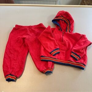 Vibrant Vintage Red Kids Sweatpants & Hoodie Set